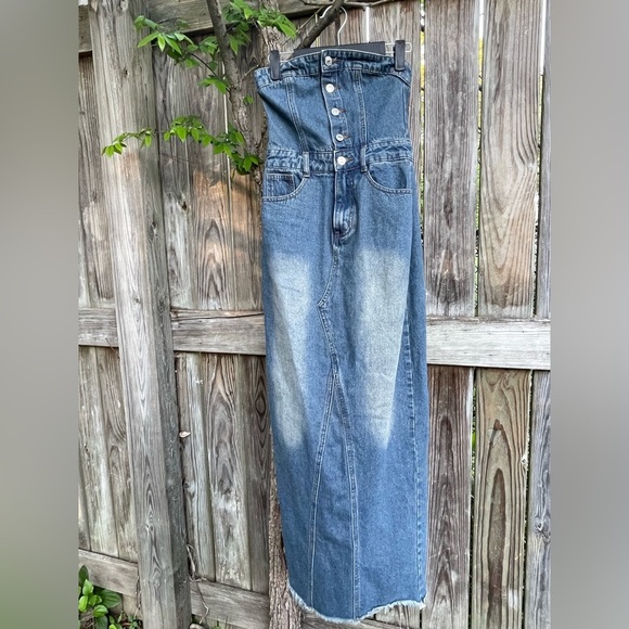 White Fox Blue Denim Overalls with Classic Style - Picture 2 of 4